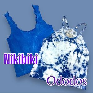 Nikibiki AND Ododos royal blue dip and tie dyed tank top bundle. Size XS/S 🦋